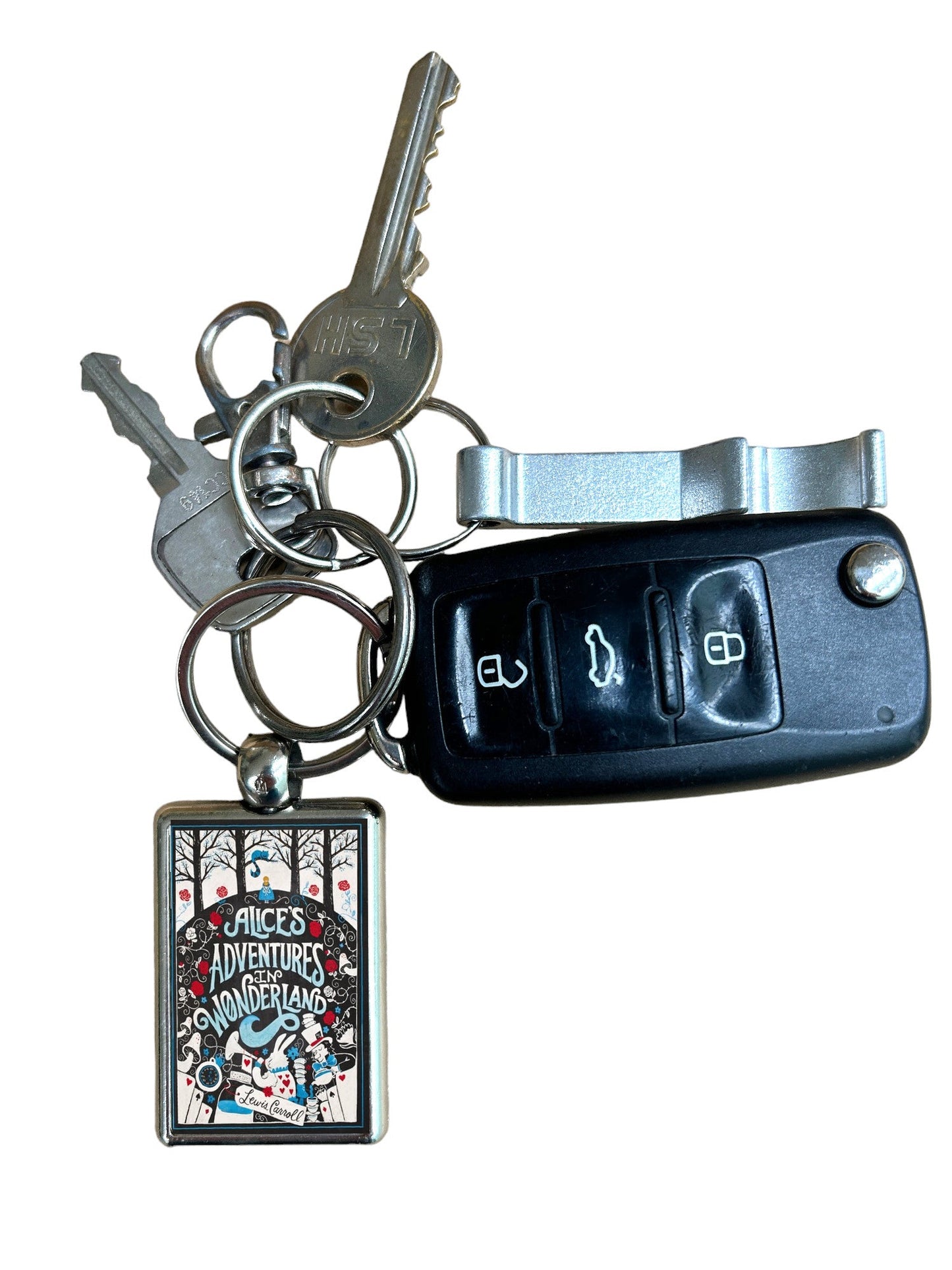 Alice in Wonderland Book Cover Metal Keyring – High-Quality Keychain with Vibrant Colors – Classic Literary Gift