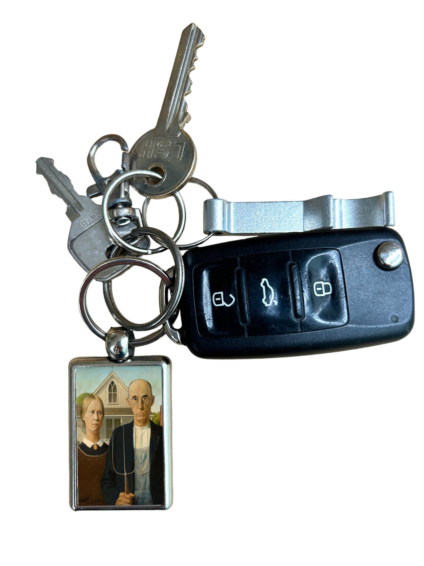 American Gothic Art Keyring – Grant Wood Classic Painting Metal Keychain