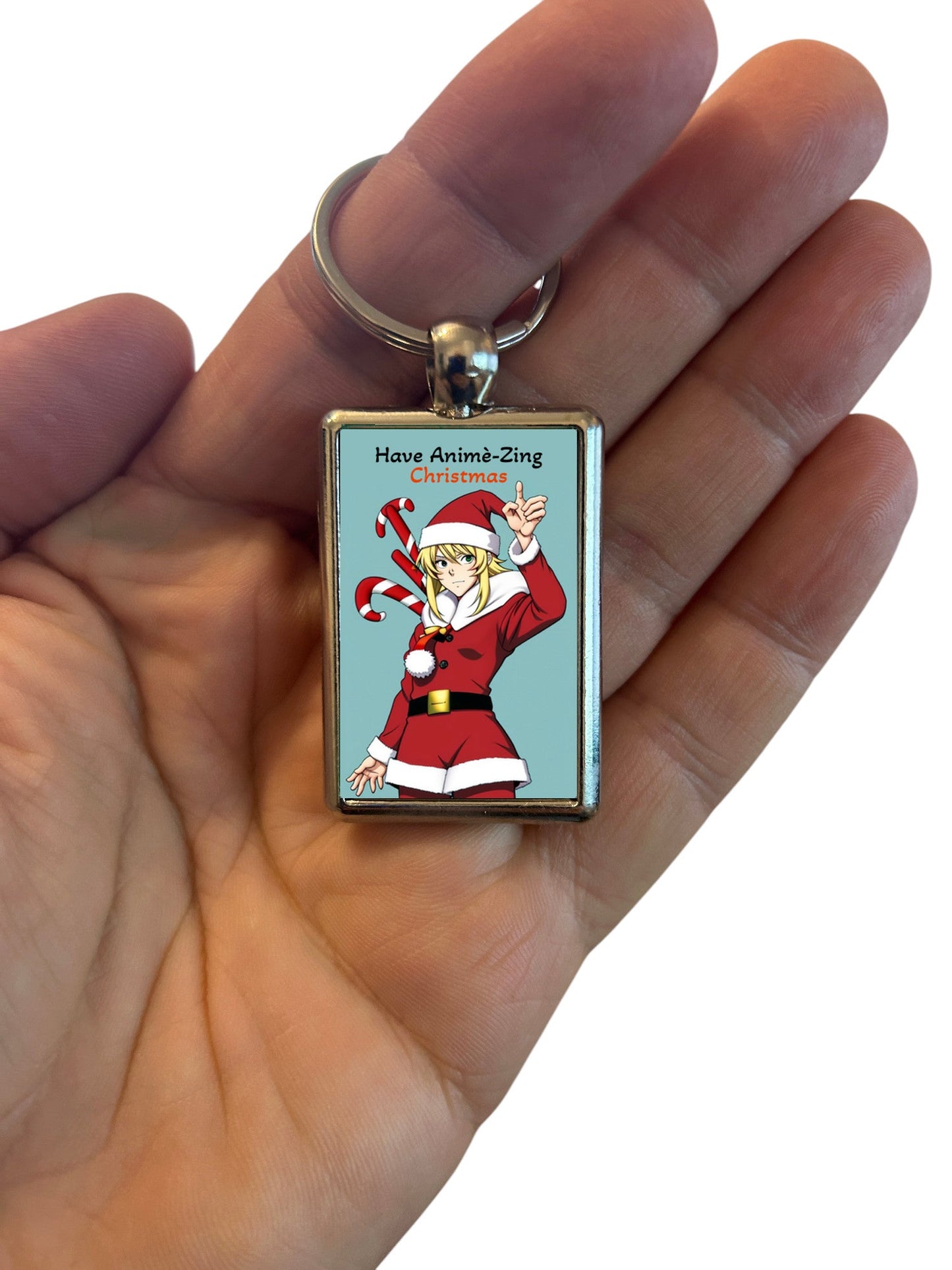 Animè Boy Christmas Metal Keyring – Perfect Holiday Gift