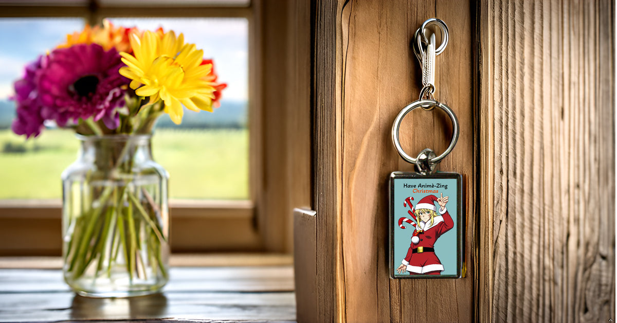 Animè Boy Christmas Metal Keyring – Perfect Holiday Gift