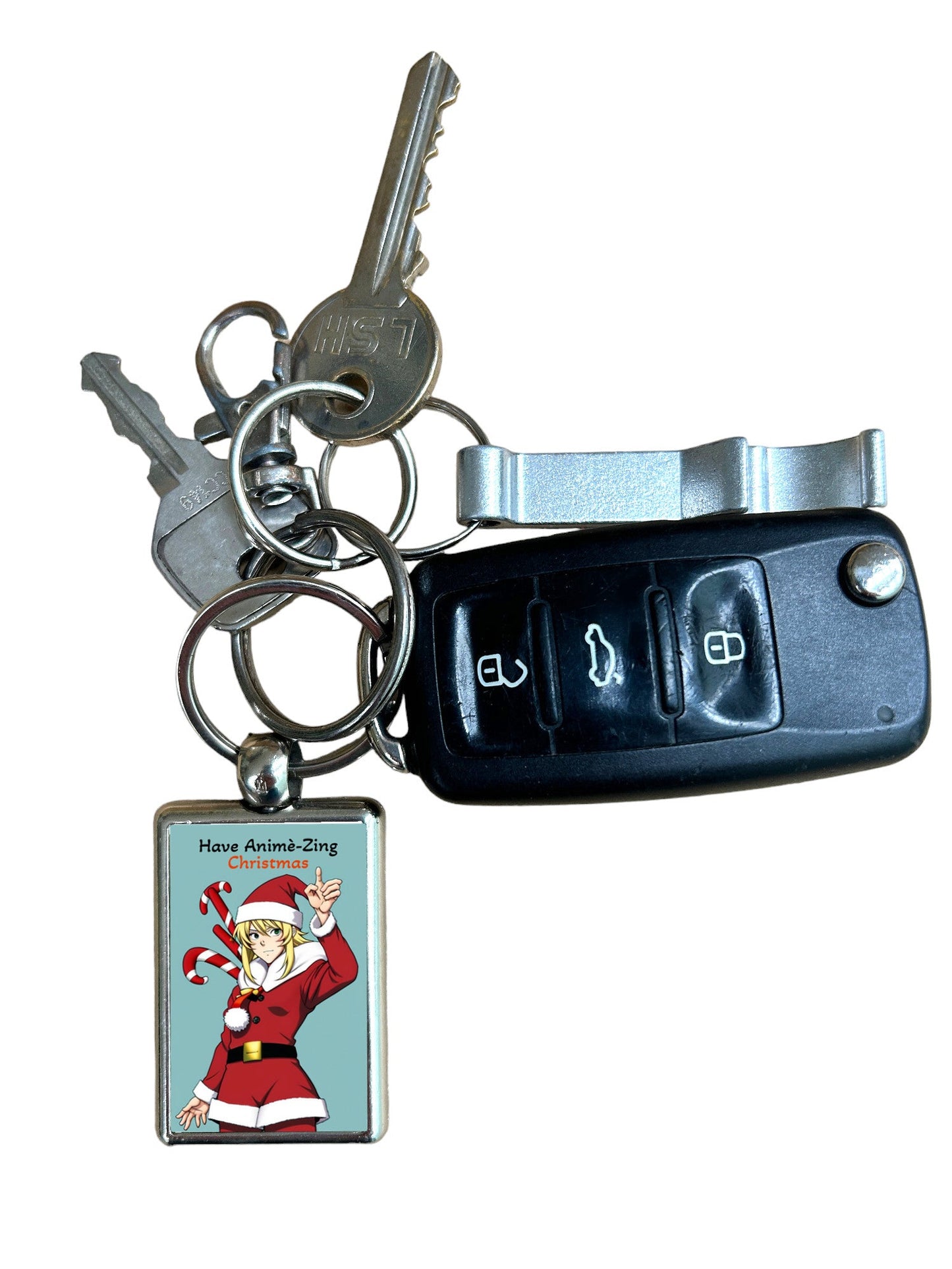 Animè Boy Christmas Metal Keyring – Perfect Holiday Gift