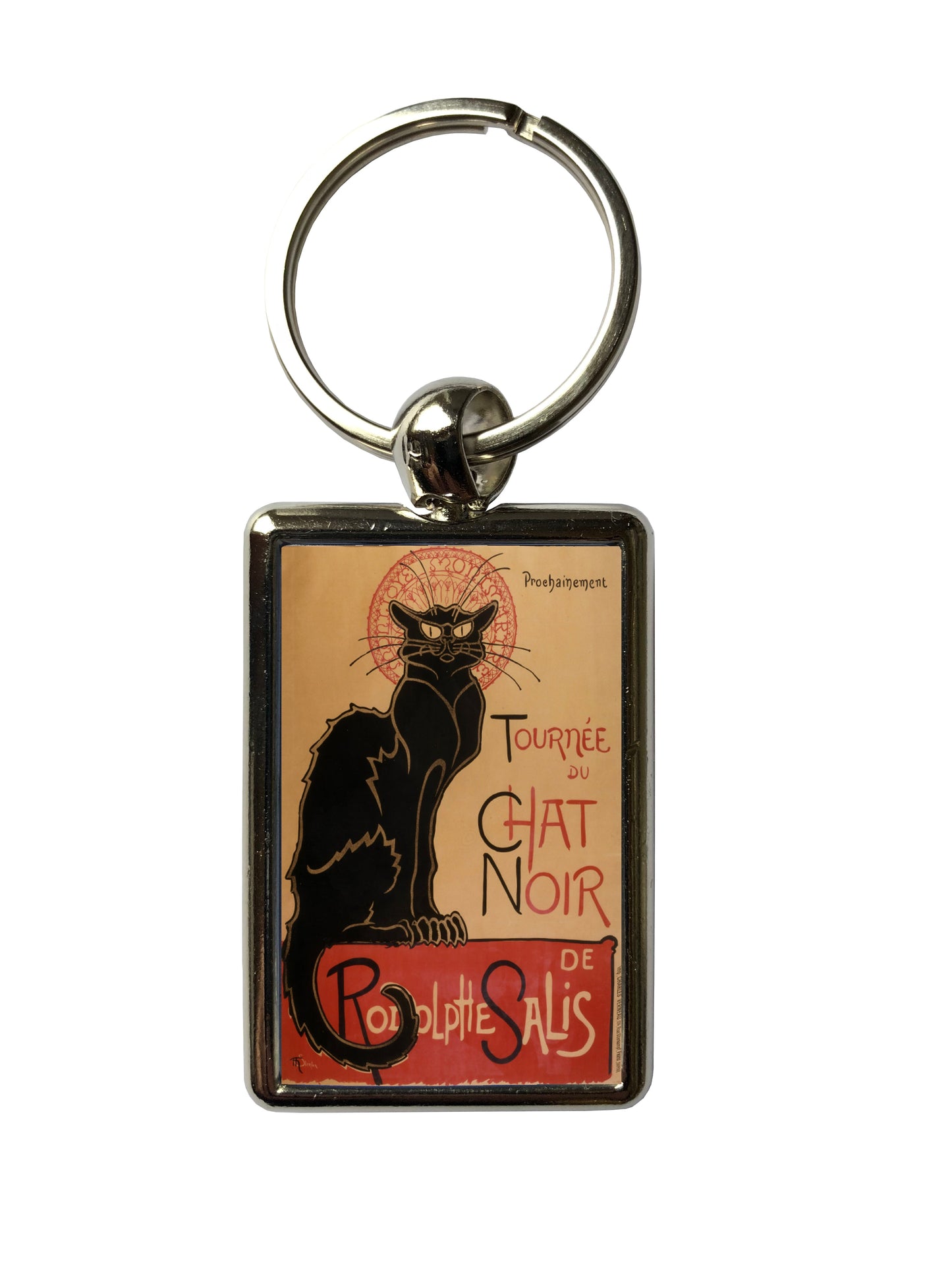 Le Chat Noir Keyring β Vintage French Art Metal Keychain