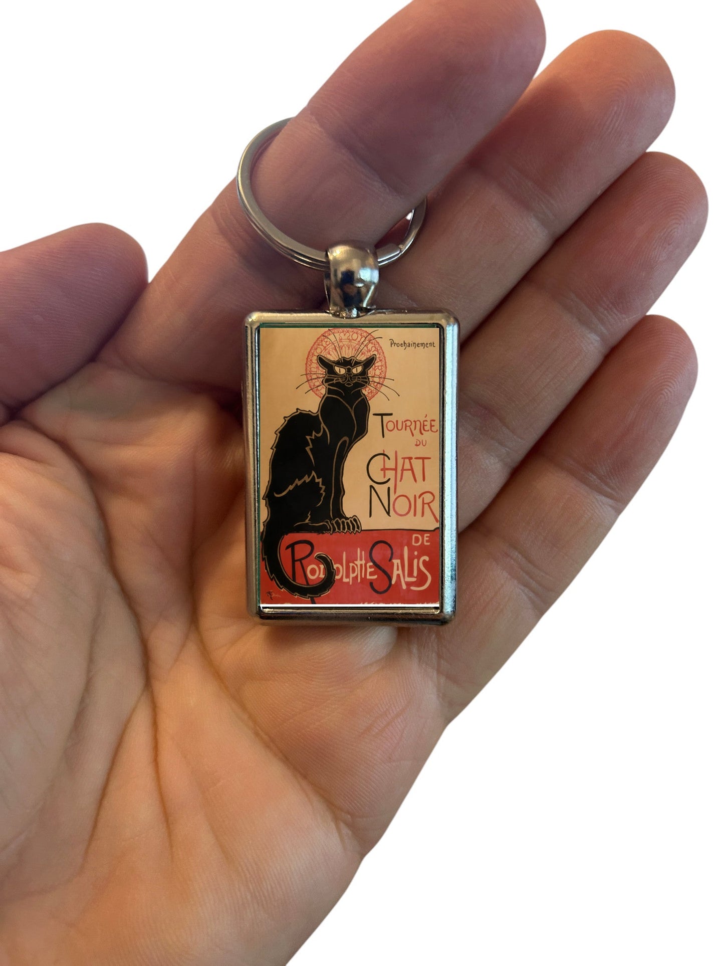 Le Chat Noir Keyring β Vintage French Art Metal Keychain