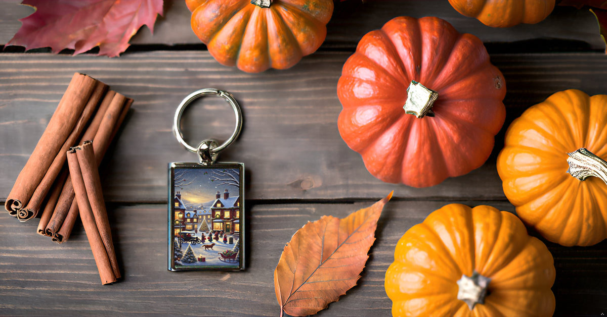 Traditional Christmas Scene Metal Keyring β Perfect Holiday Gift
