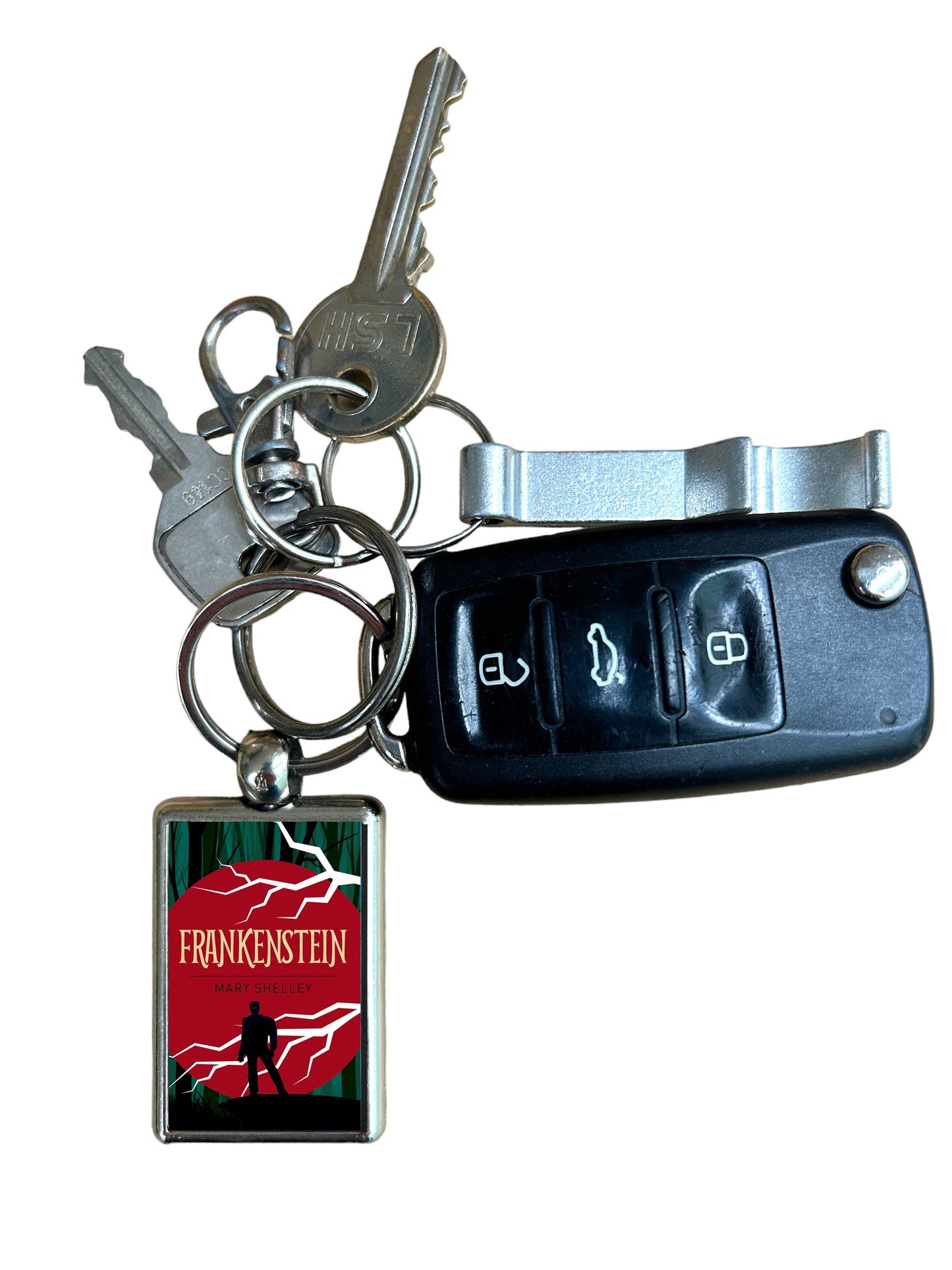 Frankenstein by Mary Shelley Classic Book Cover Metal Keyring – Gothic Horror Gift