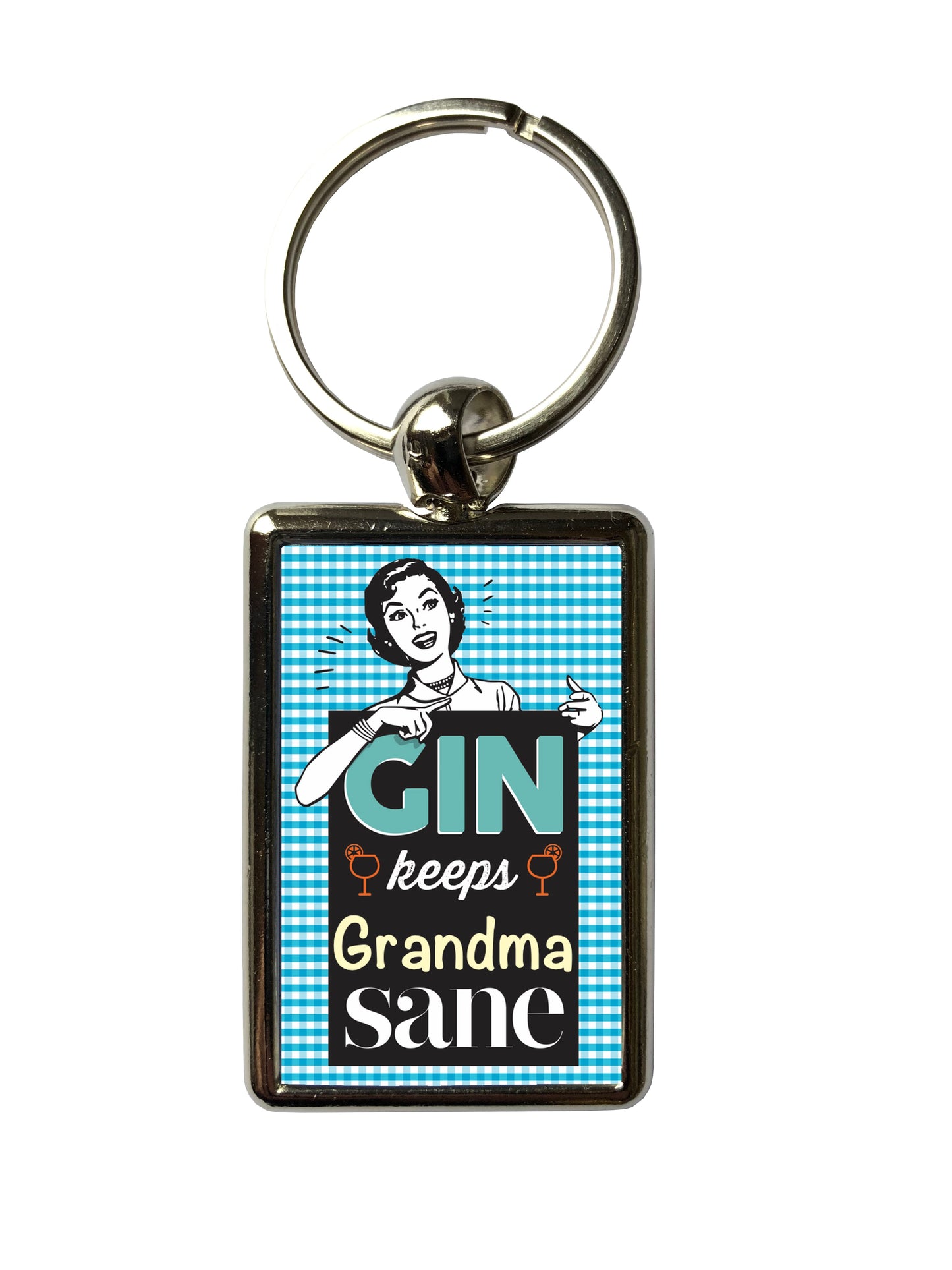 Funny Gin Keyring β Personalised Name Gift β Gin Keeps Me Sane β Custom Metal Keychain β Humorous Gift for Gin Lovers