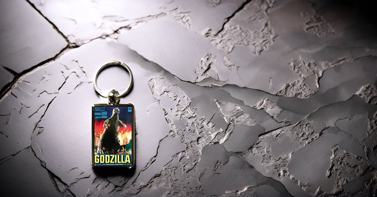 Godzilla 1954 Movie Poster Metal Keyring – Classic Japanese Movie Collectable