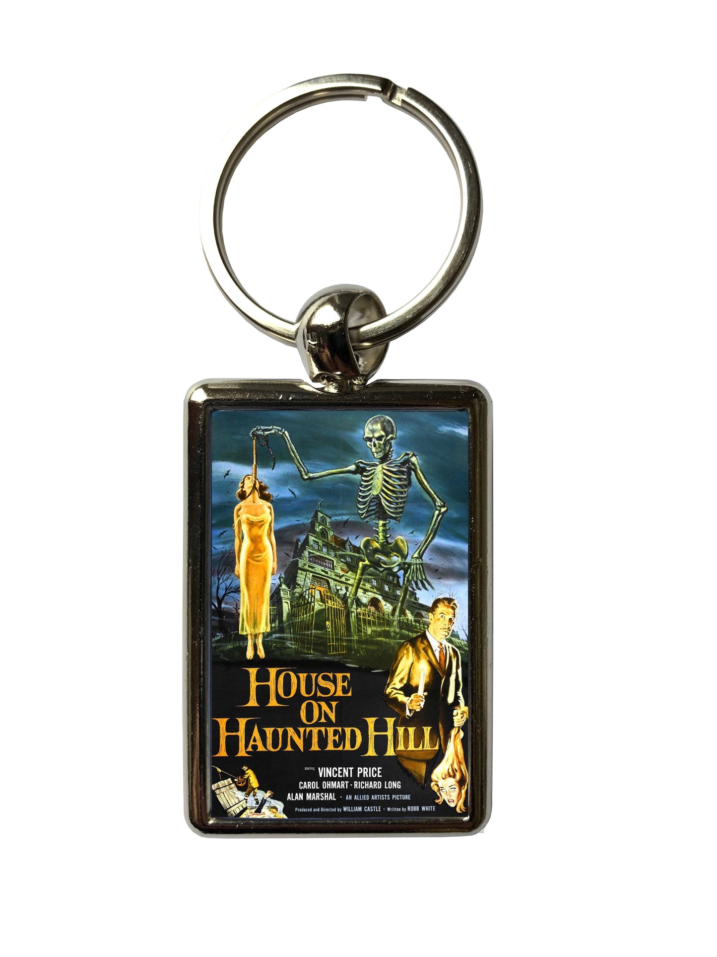 House on Haunted Hill Metal Keyring β Classic Horror Movie Poster