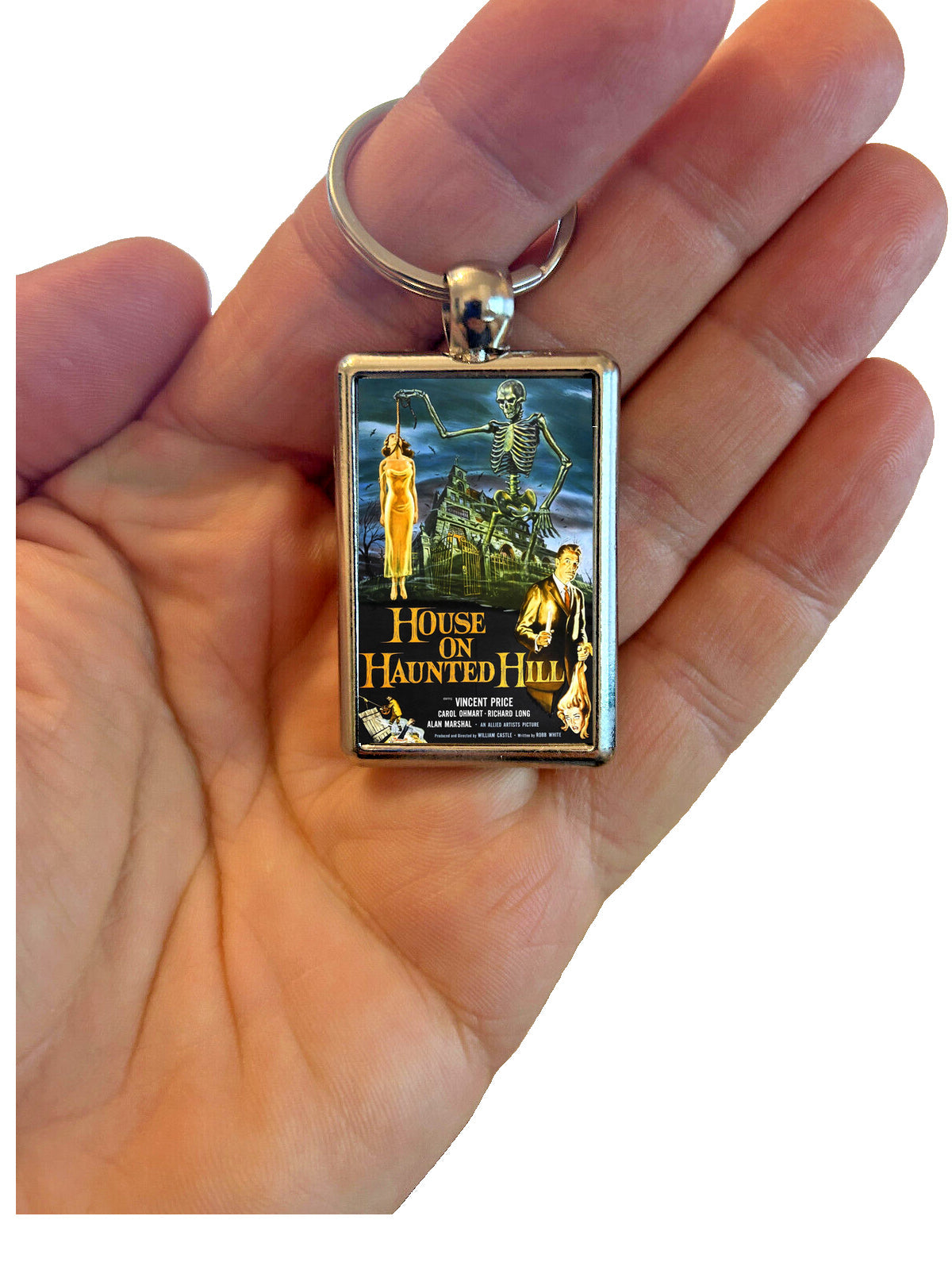 House on Haunted Hill Metal Keyring β Classic Horror Movie Poster