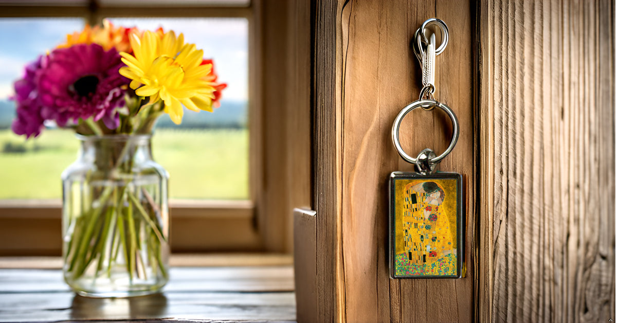 Gustav Klimt The Kiss Metal Keyring - Artistic & Stylish Accessory