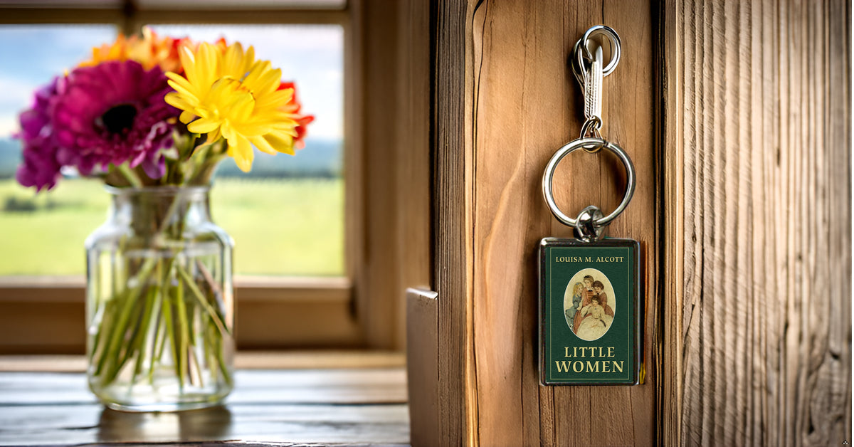 Little Women Book Cover Metal Keyring β Louisa May Alcott Literary Gift
