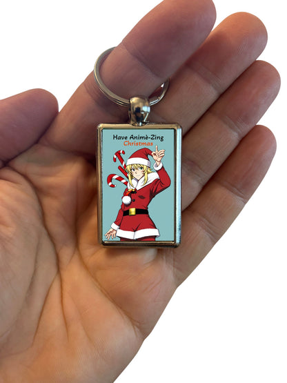Animè Boy Christmas Metal Keyring – Perfect Holiday Gift