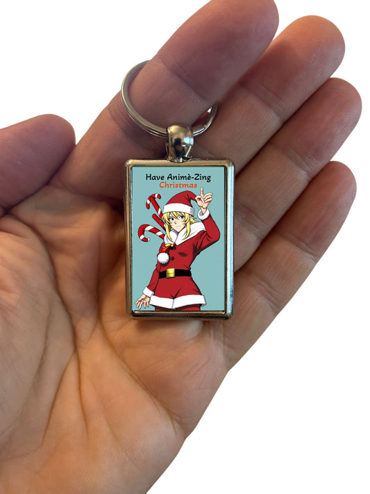 Animè Boy Christmas Metal Keyring – Perfect Holiday Gift