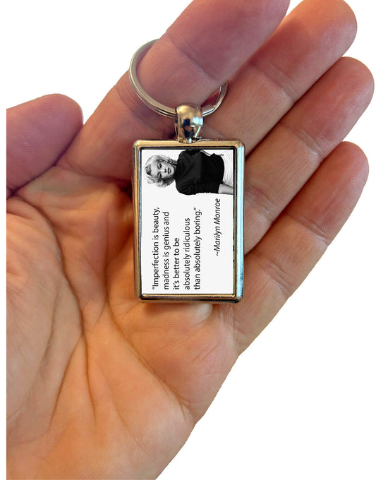 Marilyn Monroe 'Imperfection Is Beauty' Quote Metal Keyring – Classic, Stylish & Durable